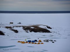 07B Our Camp Below, Hunters Cabins On Bylot Island, And View To Floe Edge On Day 3 Of Floe Edge Adventure Nunavut Canada
